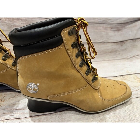Timberland Women’s Ankle Wedge Premium Wheat Leather Boots Size 7 - Picture 5 of 9